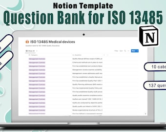 Notion Question Bank Template for ISO 13485 Medical devices Quality Assurance