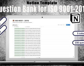 Notion Question Bank Template for ISO 9001 - 2015 Quality Assurance