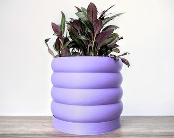 Lavender Purple Planter, Bubble Plant Pot with Drain Tray, Mix and Match Pot and Tray Color, Made from an Eco-Friendly Plant Based Plastic