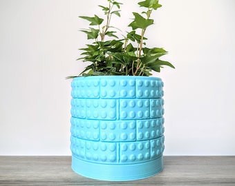 Jardinière en brique bleu menthe avec système de drainage, fabriquée à partir d'un plastique végétal respectueux de l'environnement
