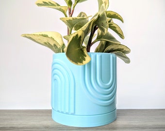 Light Blue Mint Pot, Rainbow Planter with Drainage, Made from an Eco-Friendly Plant Based Plastic