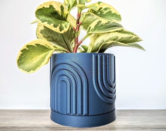 Dark Blue Navy Planter, Rainbow Plant Pot with Drainage, Made from an Eco-Friendly Plant Based Plastic