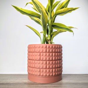 Brick Planter in Terracotta Pink with Drainage, Made from an Eco-Friendly Plant Based Plastic