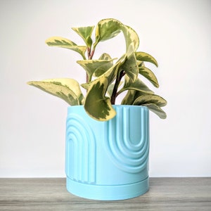 Light Blue Mint Pot, Rainbow Planter with Drainage, Made from an Eco-Friendly Plant Based Plastic