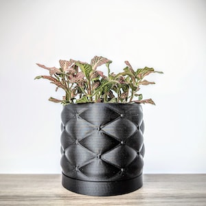 Matte Black Planter, Pillow Pot with Drainage, Made from an Eco-Friendly Plant Based Plastic