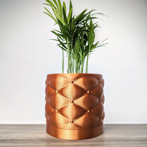 Copper Planter, Pillow Pot with Drainage, Minimal Plant Pots, Mix and Match Tray and Pot Colors, Plastic