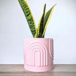 Light Pastel Pink Pot, Rainbow Planter with Drain Tray, Mix and Match Pot and Tray, Made from an Eco-Friendly Plant Based Plastic