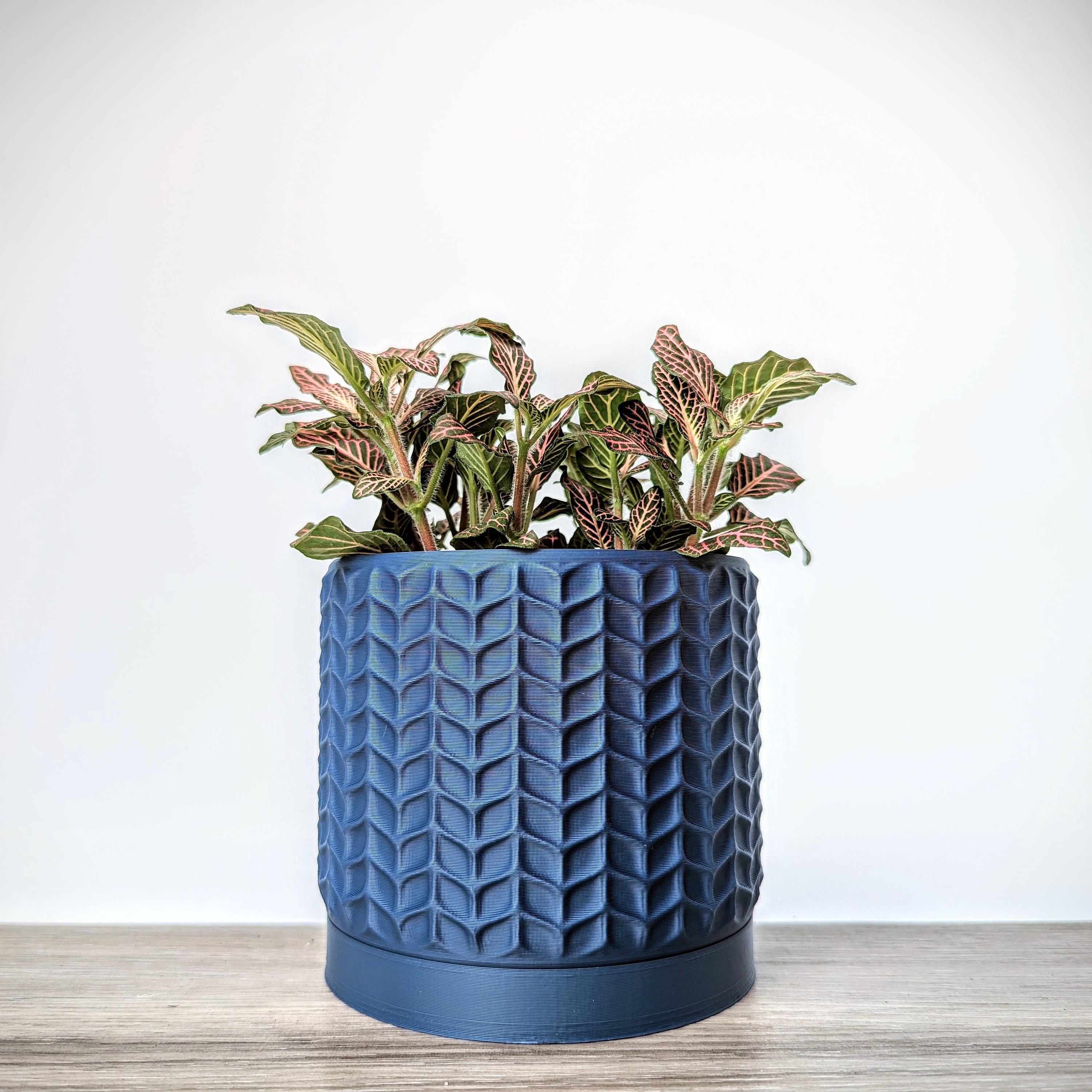 Dark Blue Navy Planter Modern Plant Pot With Drain Tray Etsy