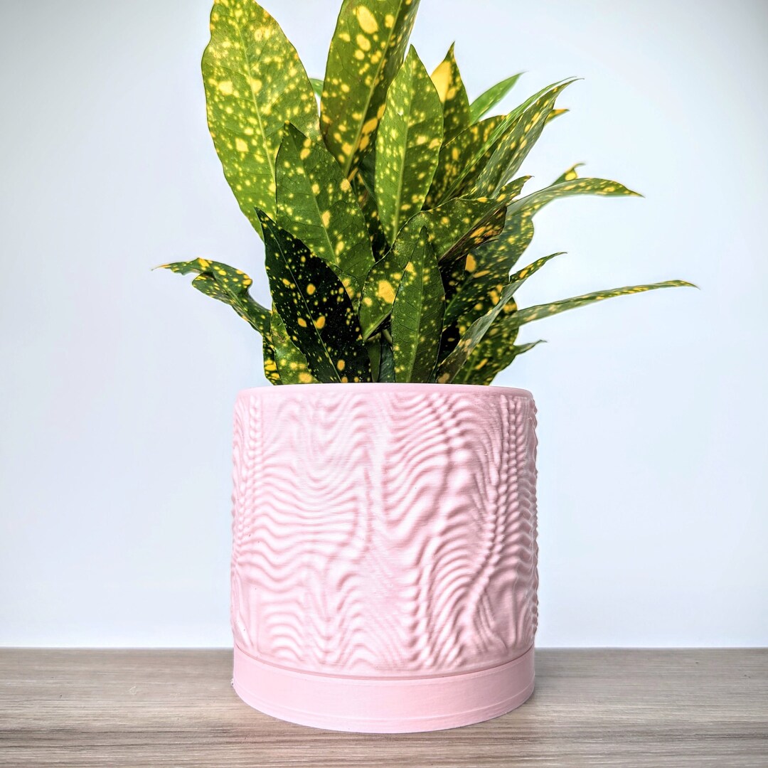 Light Pastel Pink Planter, Ripple Pot With Drain Tray, Made From an Eco ...