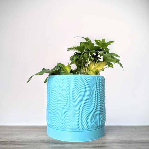 Light Blue Mint Planter, Ripple Plant Pot With Drain Tray, Made From an  Eco-friendly Plant Based Plastic - Etsy