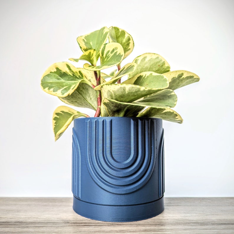 Dark Blue Navy Planter Rainbow Plant Pot With Drainage Etsy