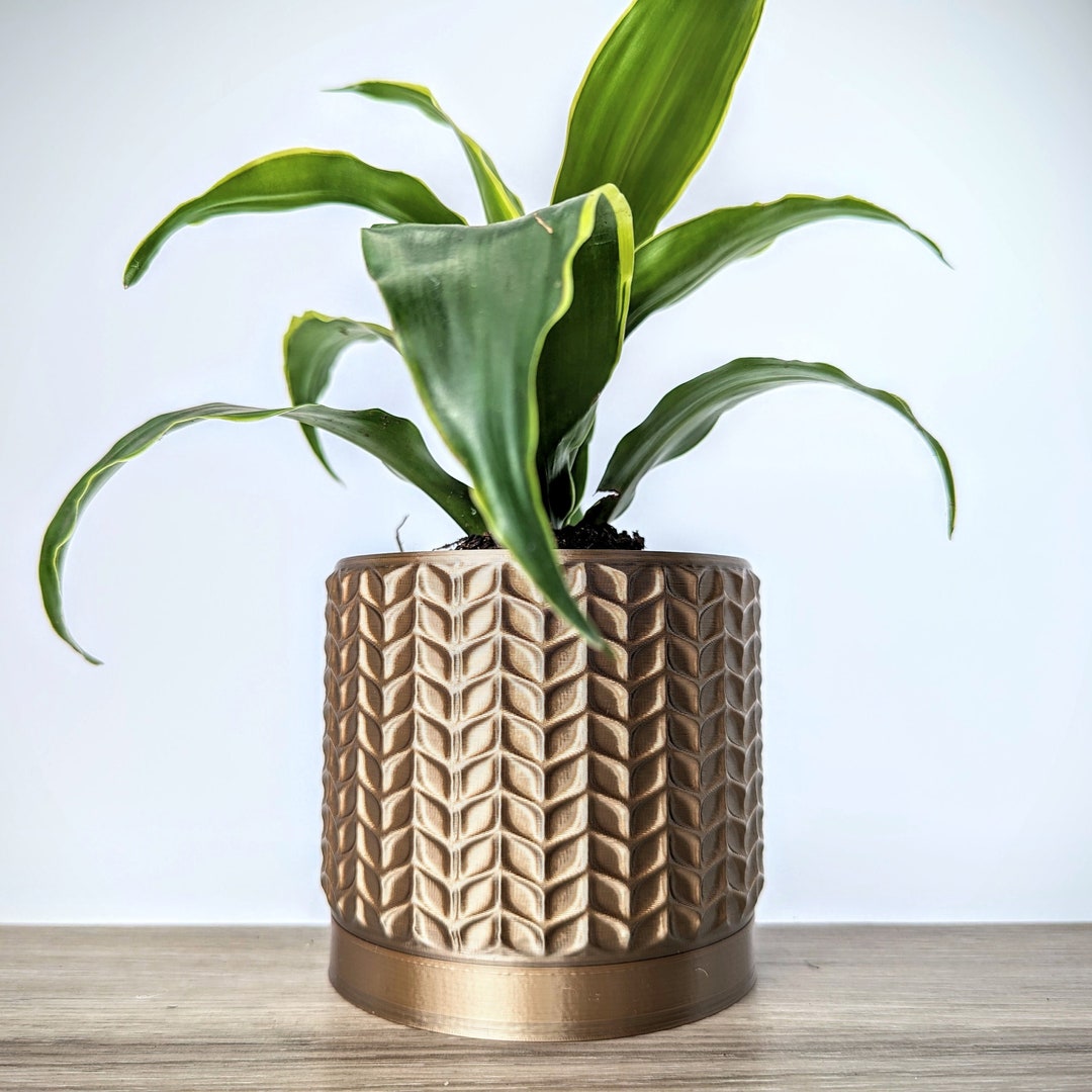 Bronze Chocolate Gold Planter, Modern Plant Pot With Drain Tray, Mix ...