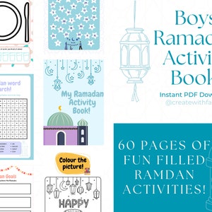 Boys Ramadan Activity Book, Ramadan Printable, Kids Ramadan Activity Book, Eid Activity Book, Eid Printable, Colouring, Word Search, Puzzle
