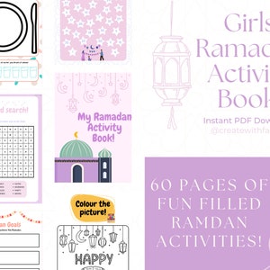 Girls Ramadan Activity Book, Ramadan Printable, Kids Ramadan Activity Book, Eid Activity Book, Eid Printable, Colouring, Word Search, Puzzle