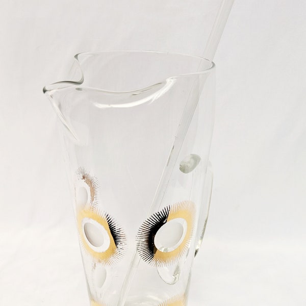 Starburst/Sun Glass Pitcher with glass stirrer