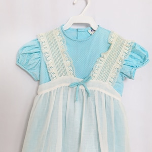 Vintage Blue Dress with Lace Overlay- 2 peices. For children, toddlers.