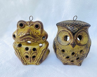 Rare! Uctci Vintage Owl - large candle holder/ lantern. Collectors item, made in Japan. Frog sold out.