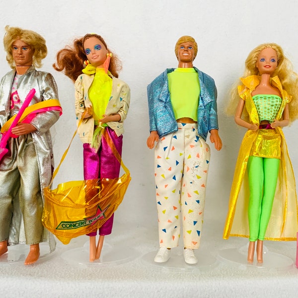 Rare! 1980's original Barbie and the Rockers doll set! Check out these amazing neon outfits. Everything in photos included.