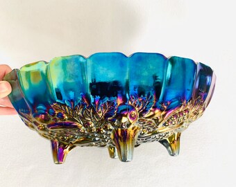 Vintage Irradescent Fruit Bowl- Indiana Glass, Carnival Glass