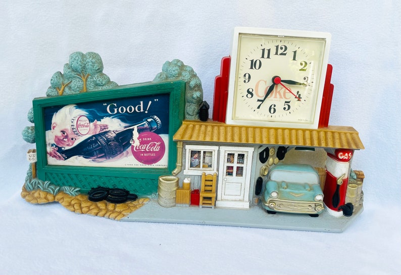 Vintage Coke Gas Station Clock Works Etsy
