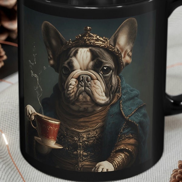 Baroque French Bulldog Coffee mug,  funky, fun, artistic, colorful, decorative, unique, stylish, Baroque Dogs, Dogs, Sophisticated