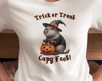 Capybara Witch Halloween T-shirt, Spooky Animal Tee