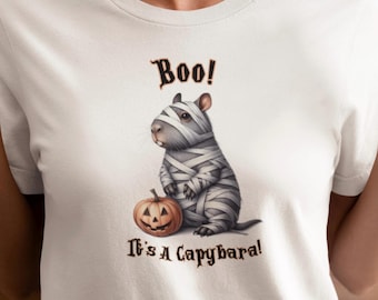 Camiseta de Halloween de momia de capibara, camiseta de animal espeluznante