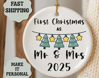 First Christmas Married Ornament | Mr Mrs Ornament | Personalized Wedding Gift | Newlywed Christmas Gift | Our First Christmas Ornament