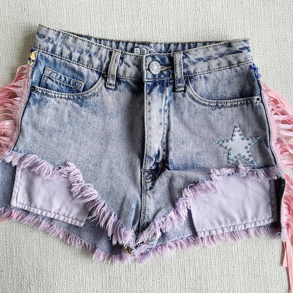 Rhinestone Cowgirl BDG upcycled jean shorts size XSMALL