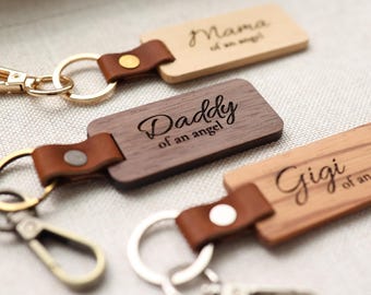 Memorial Wooden Keychain | Personalized Infant Loss Remembrance | Mommy Daddy of an angel  | Sympathy Gift