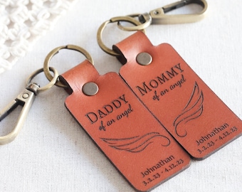 Keychain Set | Infant Child Loss | Memorial Keyring | Personalized Infant Loss Gift | Mommy Daddy of an angel | Born Sleeping | Miscarriage