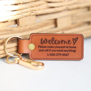 Air BnB Leather Keychain | Rental House Keychain | House Key | Rental Property | Personalized Leather Keychain |