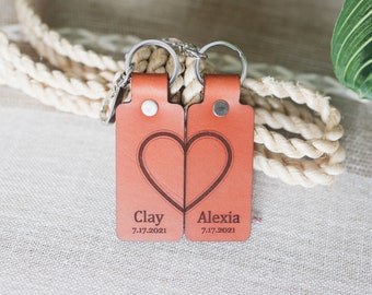 Couples Leather Keychain Set | Anniversary Gift for parents| Wedding Gift | Personalized Leather Keychain | Custom Gift for Her | Key Ring |