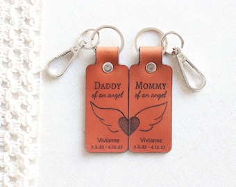 Remembrance Keychain Set | Infant Child Loss | Memorial Keyring | Personalized Infant Loss Gift | Mommy Daddy of an angel | Born Sleeping |