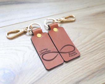 Infinity Leather Keychain Set | Anniversary Gift | Wedding Gift for Couple | Personalized Leather Keychain | Custom Gift for Her | Key Ring