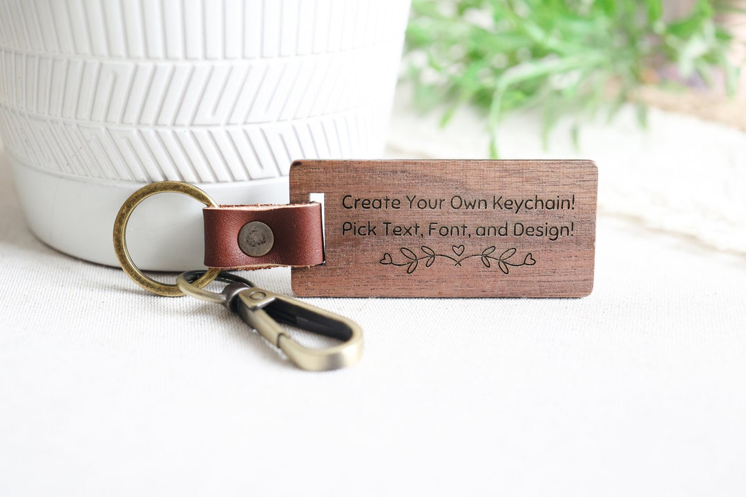Personalized Engraved Wood Keychain | Custom Message & Clip Art - Etsy