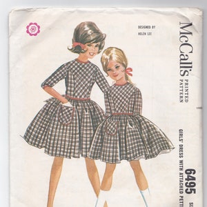 McCall's 6495 Vintage 1962 meisjesjurk met bijgevoegd petticoatpatroon
