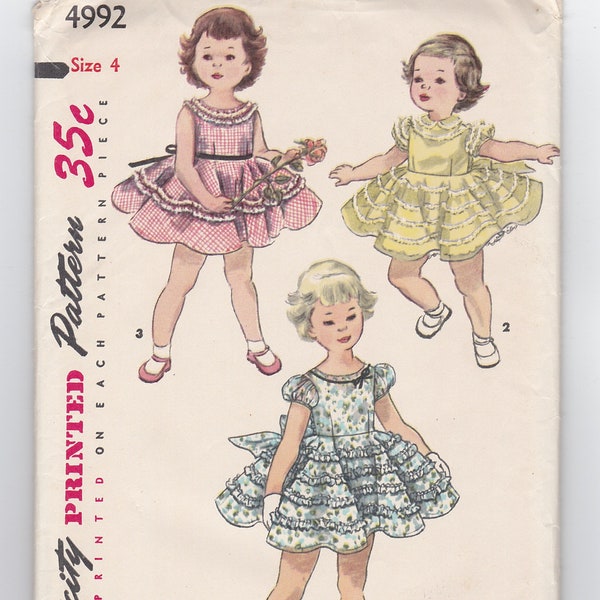 Simplicity 4992 Vintage 1950's Children's Dress Pattern