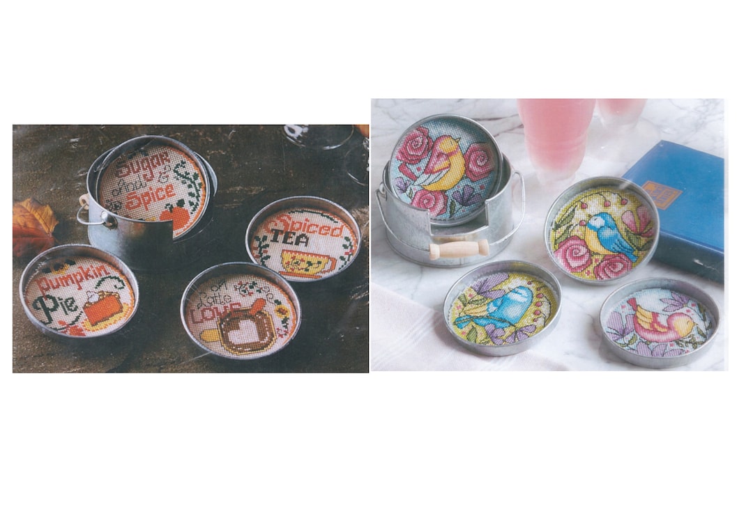 Cross Stitch Coaster Kits Spring or Fall Etsy