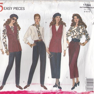 Vogue Pattern 1194 UNCUT! Vest, top, skirt, pants, dress/jumper, and scarf Sizes 8-12