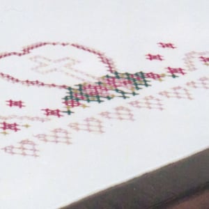 Floral Cross Printed Cross Stitch Table Runner