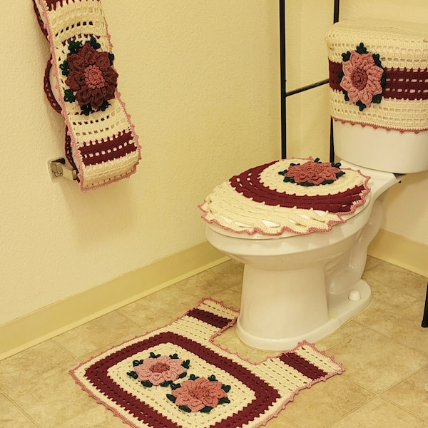 Crochet Bathroom Set Etsy