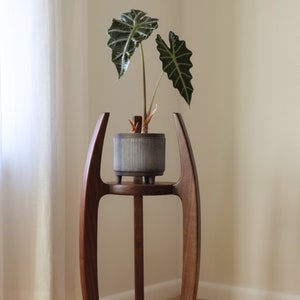 Handmade Walnut Wood Plant Stand: Mid-Century Modern Style