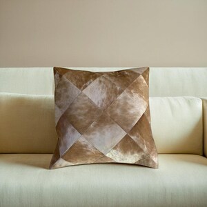 Handmade Hair-On Cowhide Leather Cushion Cover – 16"x16" Decorative Pillow