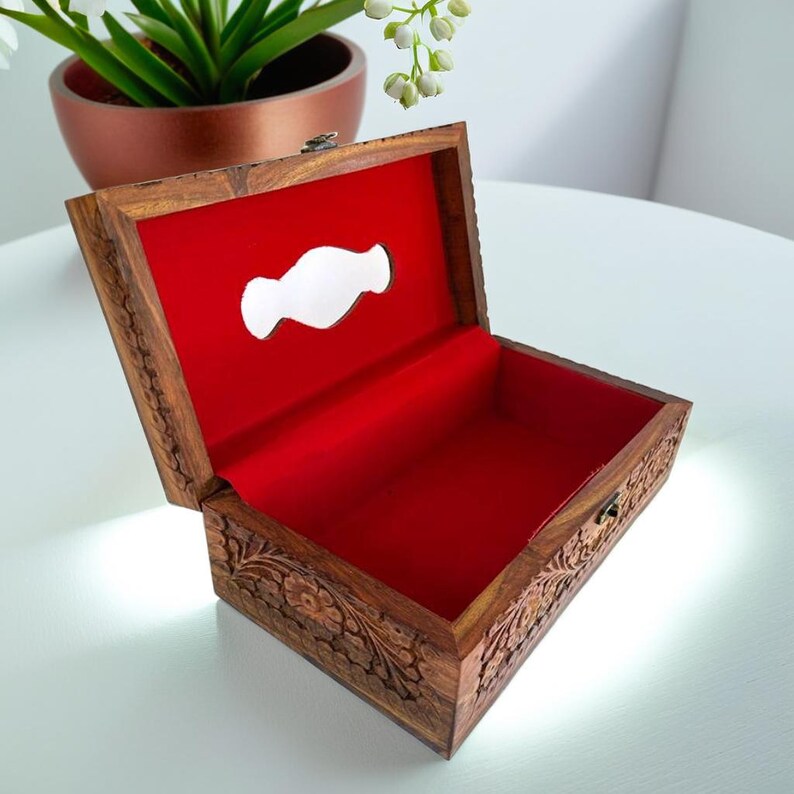 Handcrafted Rosewood Tissue Box 11x6x4 – Elegant Floral Carving ...