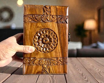 Hand-Carved Rosewood Jewelry Box 7x5x3.5– Floral Medallion Design - Hand Carved & Polished