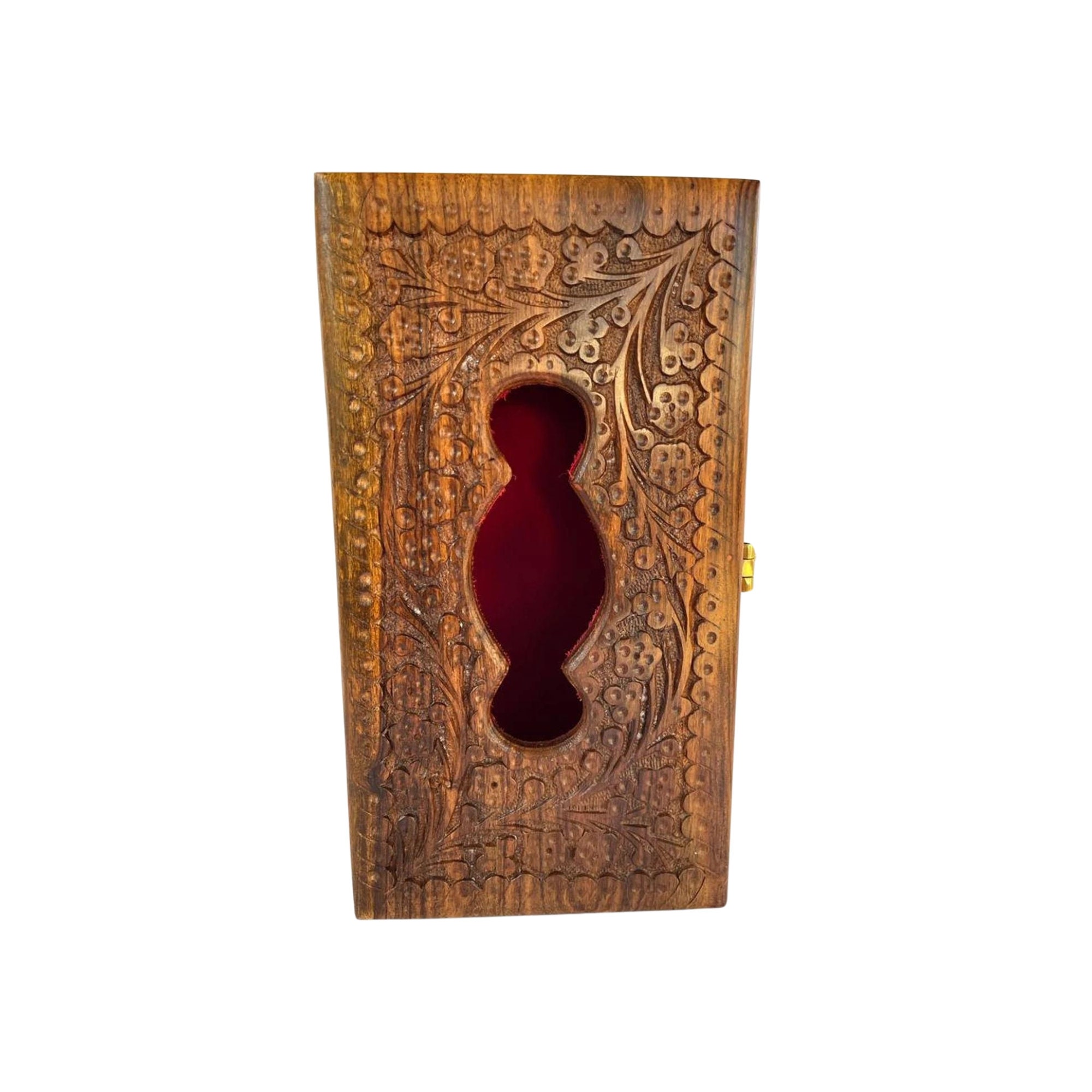 Handcrafted Rosewood Tissue Box 11x6x4 With Floral Carving Elegant Wood ...