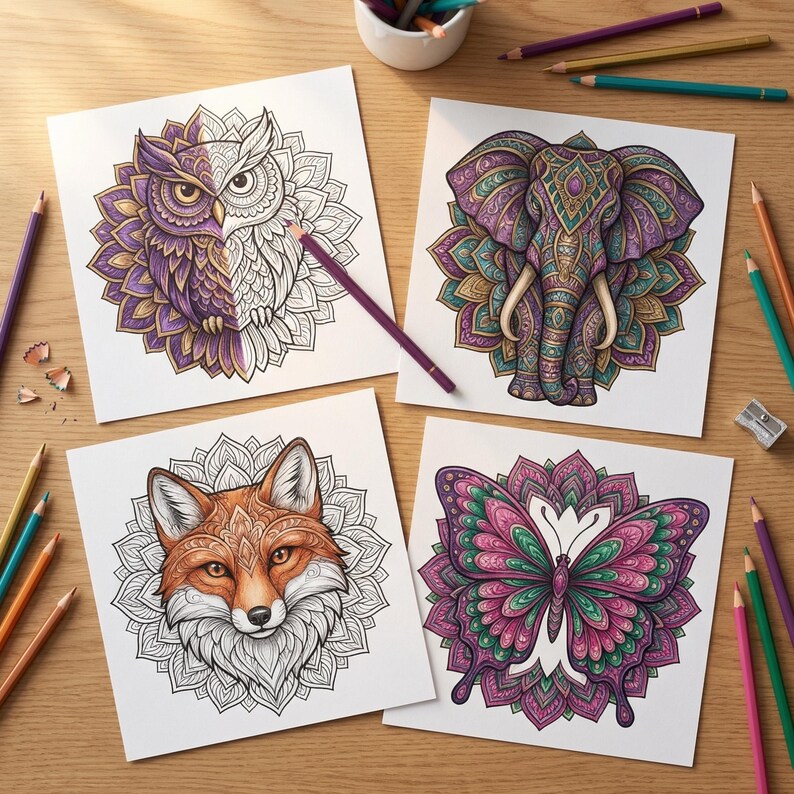 Printable Coloring Pages for Adults, Animal Mandala Coloring Book PDF ...