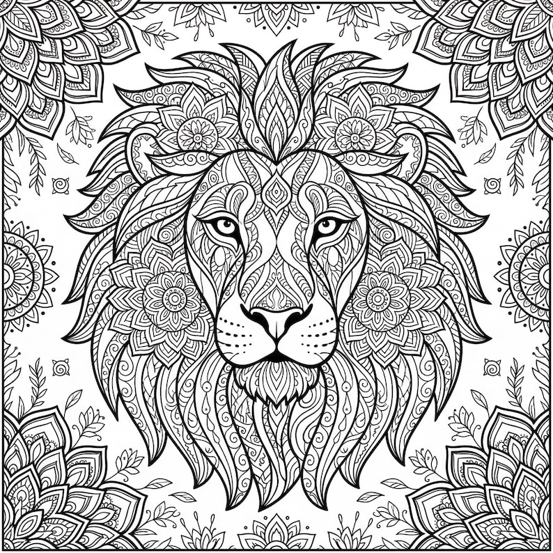 Printable Coloring Pages for Adults, Animal Mandala Coloring Book PDF ...