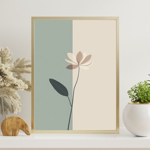 Beauty in Simplicity - Minimalist Single Flower Digital Art Download for Contemporary Home and Office Decor - Muted Bliss
